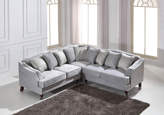 Hampton Corner Sofa in Luxury Grey Velvet - Smartshopper-uk
