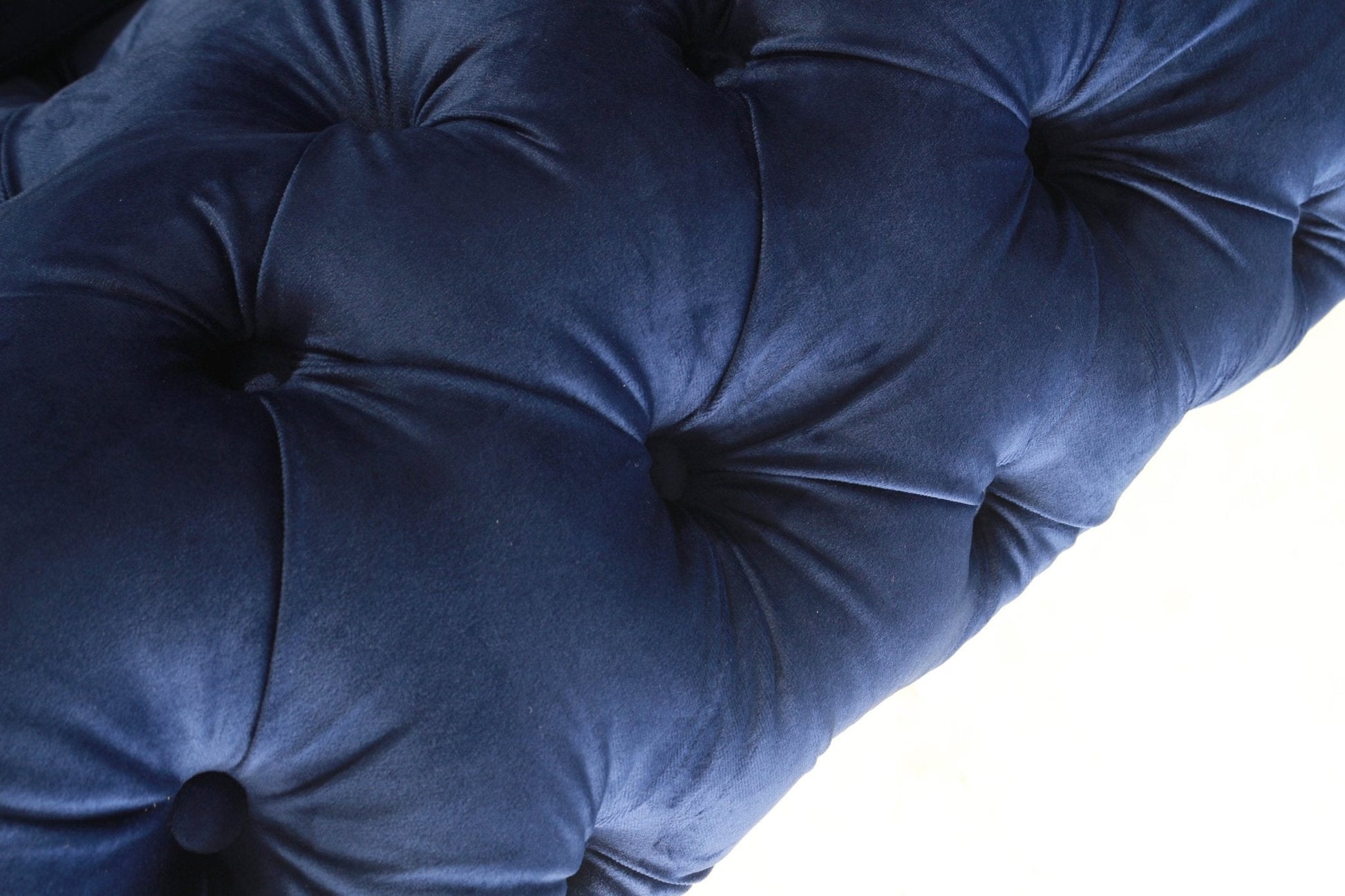 Rocky Chesterfield Closed-End Corner Sofa Set in Navy Blue Velvet - Smartshopper-uk
