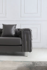 Luxury Dark Grey Chesterfield Sofa Set with Gold Legs - Modern Elegance for Sophisticated Living - UK Luxury Furniture