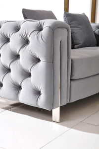 Luxury Grey Velvet Modern Chesterfield Sofa Set with Gold Legs - Stylish & Comfortable Designs - UK Luxury Furniture