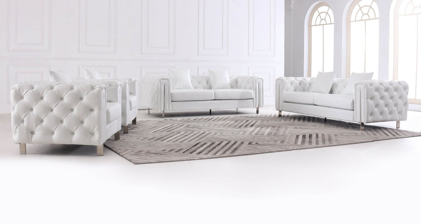 The Modern Chesterfield Sofa Set in Luxury White Leather - Smartshopper-uk