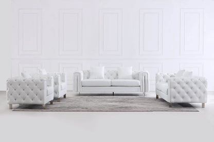 The Modern Chesterfield Sofa Set in Luxury White Leather - Smartshopper-uk