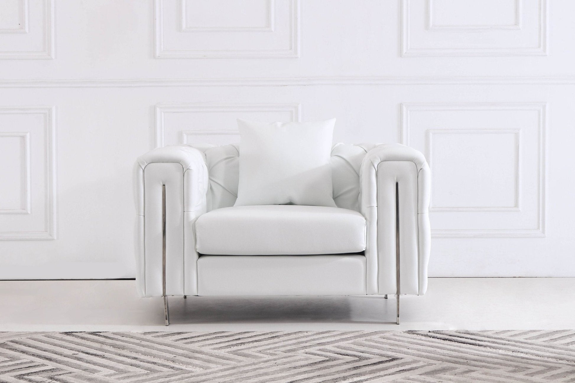 The Modern Chesterfield Sofa Set in Luxury White Leather - Smartshopper-uk