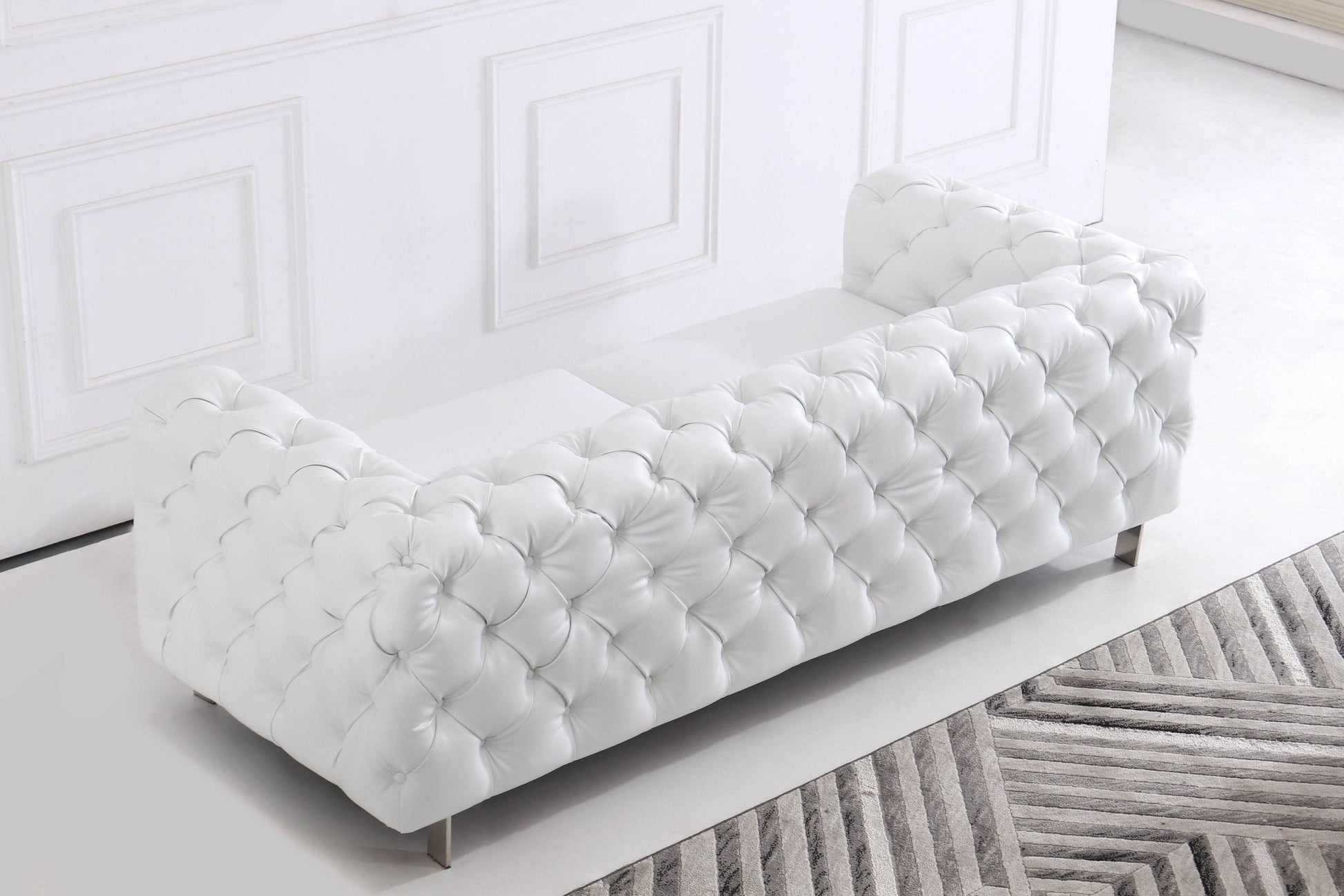 The Modern Chesterfield Sofa Set in Luxury White Leather - Smartshopper-uk