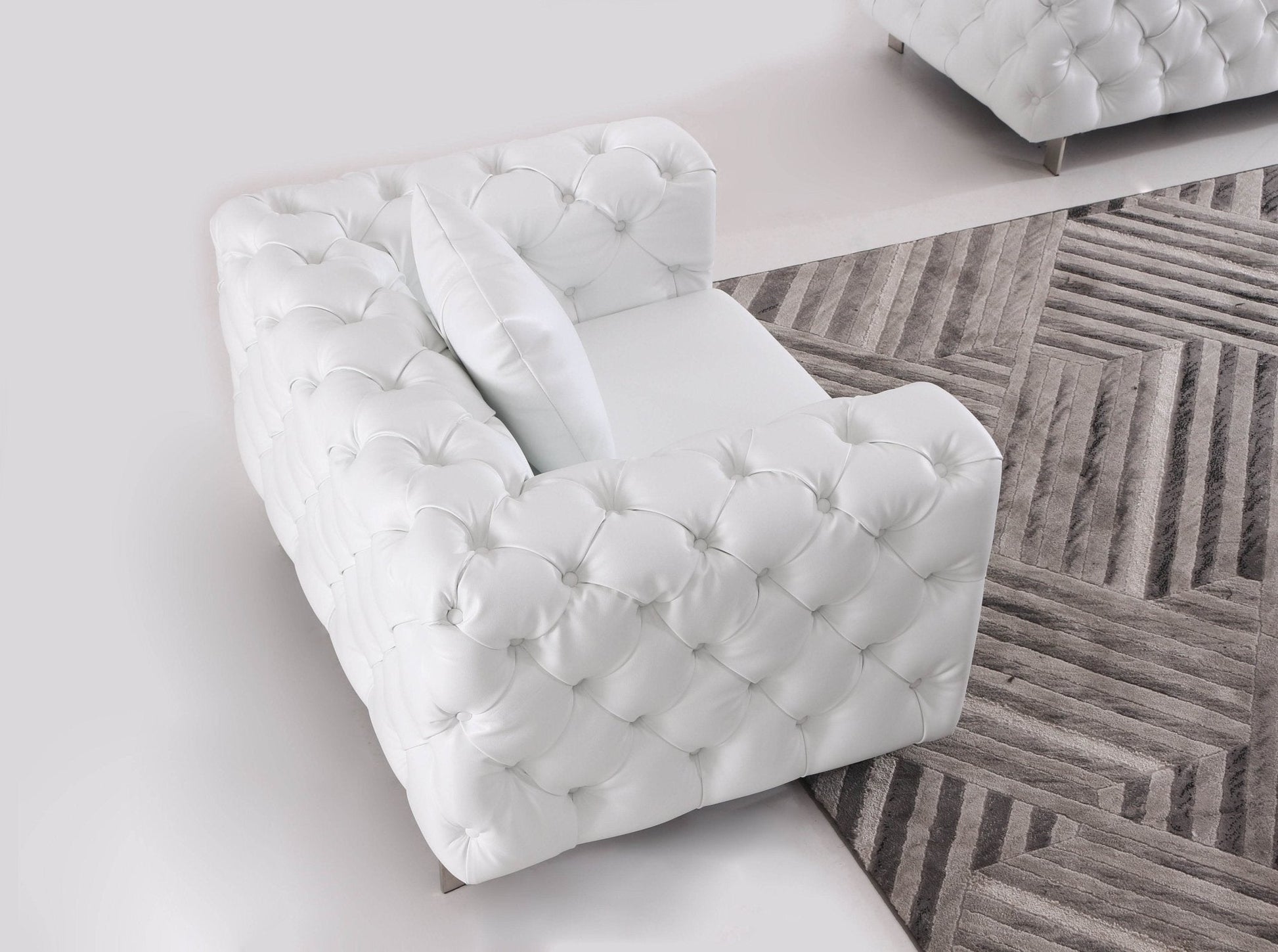 The Modern Chesterfield Sofa Set in Luxury White Leather - Smartshopper-uk