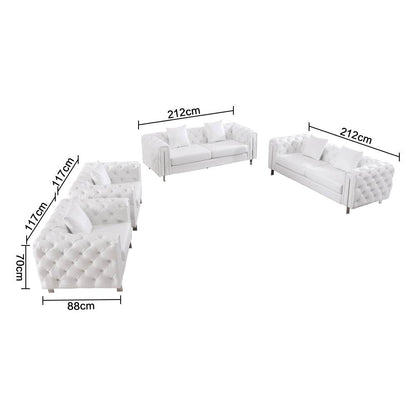 The Modern Chesterfield Sofa Set in Luxury White Leather - Smartshopper-uk