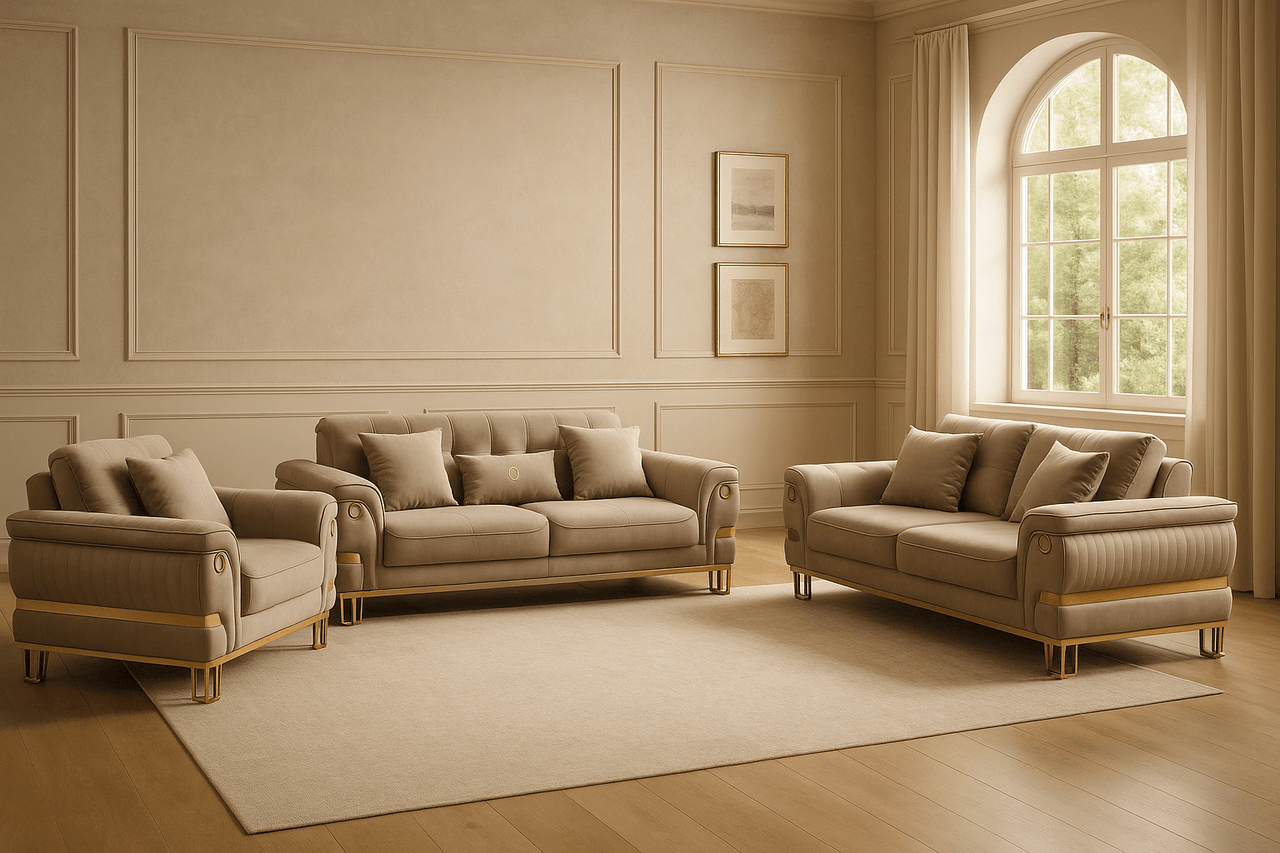 Tokyo Modern Sofa Set in Luxury Cream Velvet - Smartshopper-uk