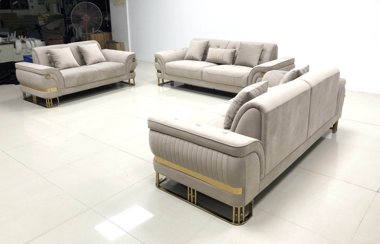 Tokyo Modern Sofa Set in Luxury Cream Velvet - Smartshopper-uk