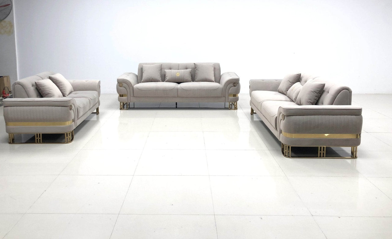 Tokyo Modern Sofa Set in Luxury Cream Velvet - Smartshopper-uk