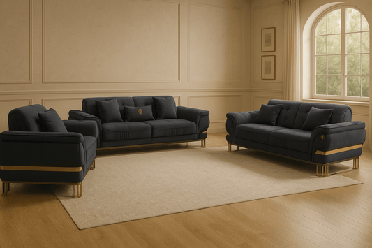 Tokyo Modern Sofa Set in Luxury Grey Velvet - Smartshopper-uk