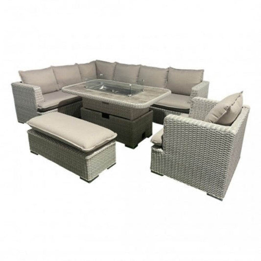Nicol Steel & Rattan 6-Piece Outdoor Sofa Set - Beige - Smartshopper-uk