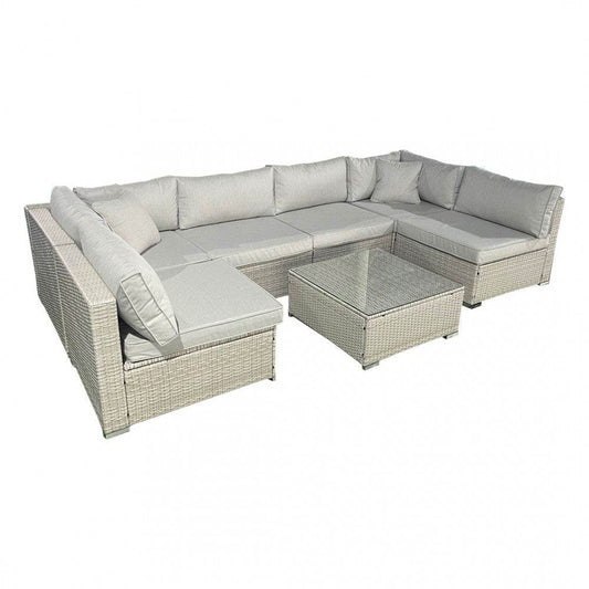 Nicol Steel & Rattan 6-Piece Outdoor Sofa Set - Grey - Smartshopper-uk