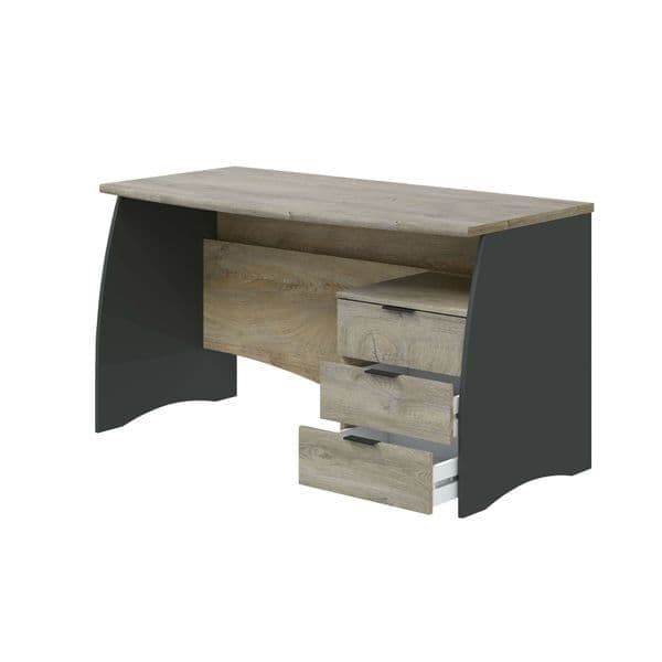 Oris Oak and Grey Large Executive Office Desk with Three Storage Drawers - UK Luxury Furniture