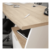Oris White and Oak Effect Large Desk with Three Drawers for Home Office - UK Luxury Furniture