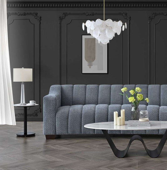 Aluxo Astoria 3 Seater Sofa in Iron Boucle Fabric - UK Luxury FurnitureAluxo Astoria 3 Seater Sofa in Iron Boucle FabricSofasAluxoUK Luxury Furniture8746763183897150952736538971Stylish living room featuring Aluxo Astoria 3 Seater Sofa in Iron Boucle Fabric, showcasing its luxurious design and deep channel stitching, perfect for any modern home. Luxury Furniture.