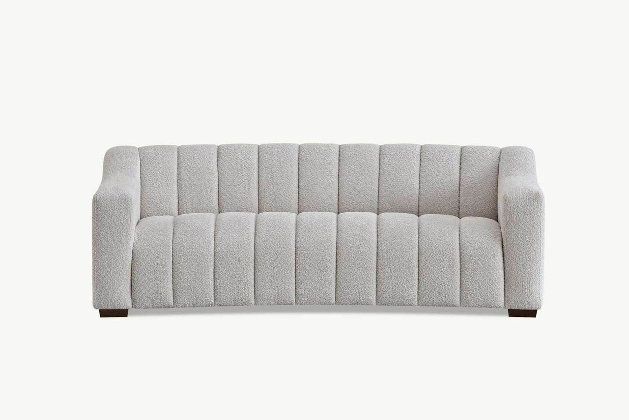 Aluxo Astoria 3-Seater Sofa in Oatmeal Boucle Fabric with Deep Channel Stitching - UK Luxury Furniture