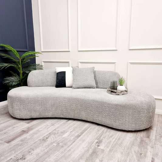 Miami 3 Seater Sofa by Furnish 365 Limited, showcased in a cozy living room setting with a soft boucle fabric and decorative cushions.