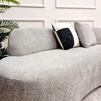 Luxury Miami 3 Seater Sofa in Soft Boucle Fabric with Elegant Curves - Available in Black & Silver Grey - UK Luxury Furniture