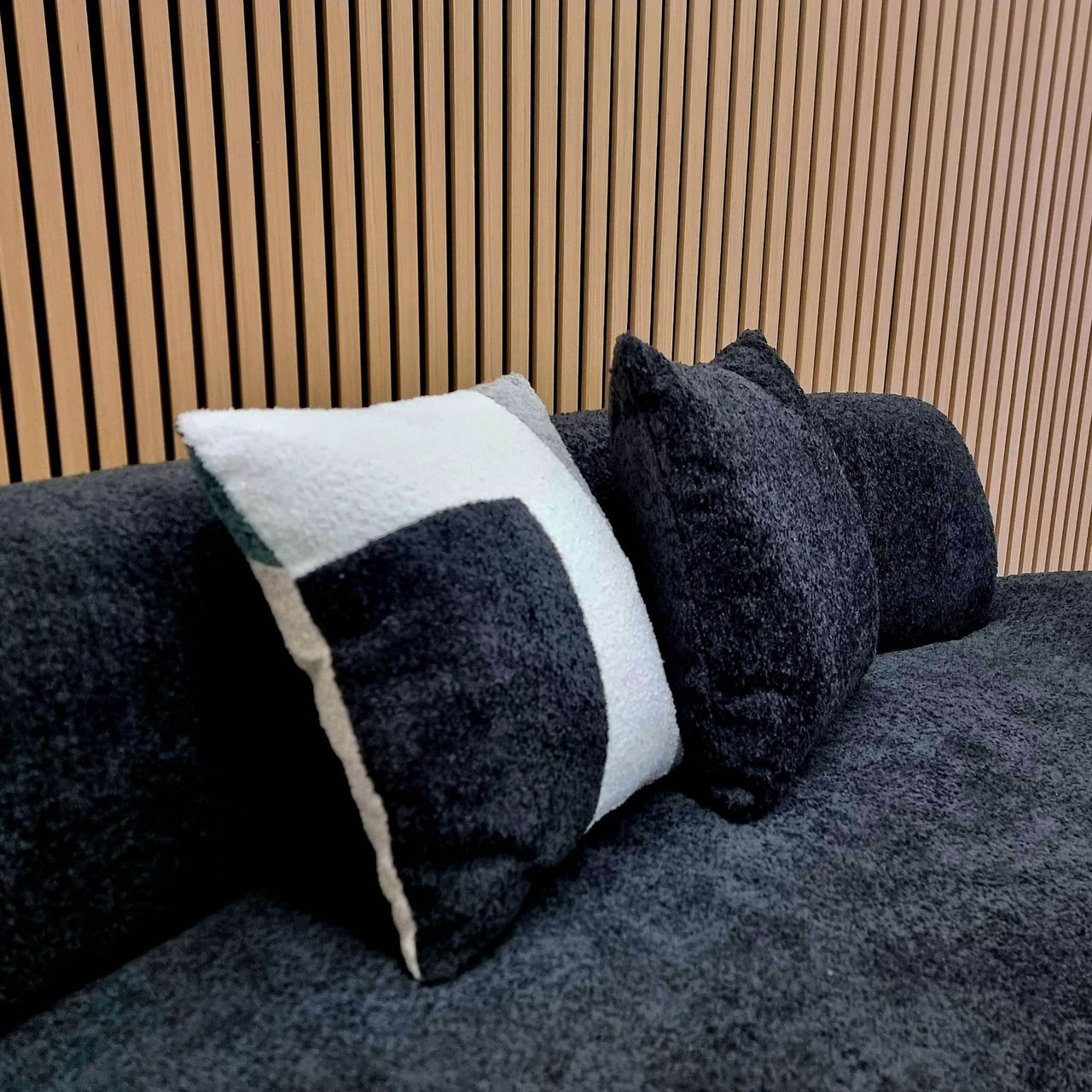 Luxury Miami 3 Seater Sofa in Soft Boucle Fabric with Elegant Curves - Available in Black & Silver Grey - UK Luxury Furniture