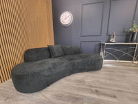 Luxury Miami 3 Seater Sofa in Soft Boucle Fabric with Elegant Curves - Available in Black & Silver Grey - UK Luxury Furniture