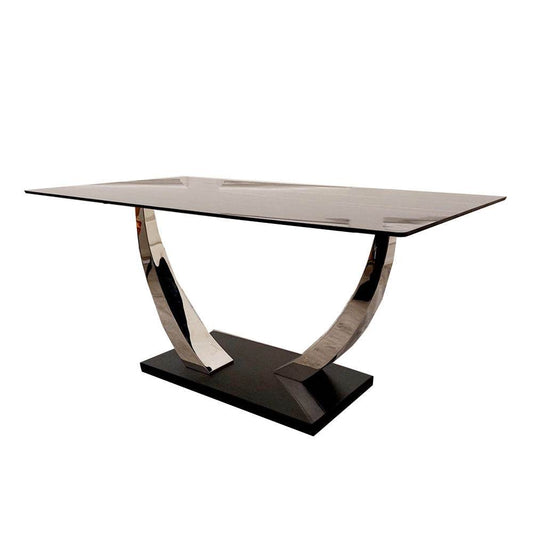 Venus 1.6 Chrome Dining Table with Black Sintered Stone Top - Smartshopper-uk