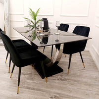 Venus 1.6 Chrome Dining Table with Black Sintered Stone Top - Smartshopper-uk