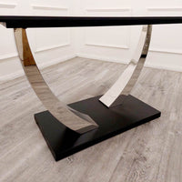 Venus 1.6 Chrome Dining Table with Black Sintered Stone Top - Smartshopper-uk