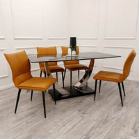 Venus 1.6 Chrome Dining Table with Black Sintered Stone Top - Smartshopper-uk