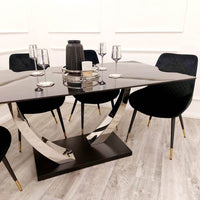 Venus 1.6 Chrome Dining Table with Black Sintered Stone Top - Smartshopper-uk