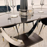 Venus 1.6 Chrome Dining Table with Black Sintered Stone Top - Smartshopper-uk