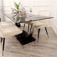 Venus 1.6 Chrome Dining Table with Black Sintered Stone Top - Smartshopper-uk