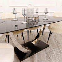 Venus 1.6 Chrome Dining Table with Black Sintered Stone Top - Smartshopper-uk