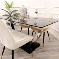 Venus 1.6 Chrome Dining Table with Black Sintered Stone Top - Smartshopper-uk