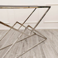 Vesta Chrome Console Table with Stomach Ash Sintered Stone Top - Smartshopper-uk