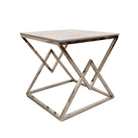 Vesta Chrome Lamp Table with Stomach Ash Sintered Stone Top - Smartshopper-uk