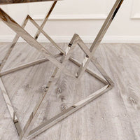 Vesta Chrome Lamp Table with Stomach Ash Sintered Stone Top - Smartshopper-uk