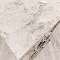 Vesta Chrome Lamp Table with Stomach Ash Sintered Stone Top - Smartshopper-uk