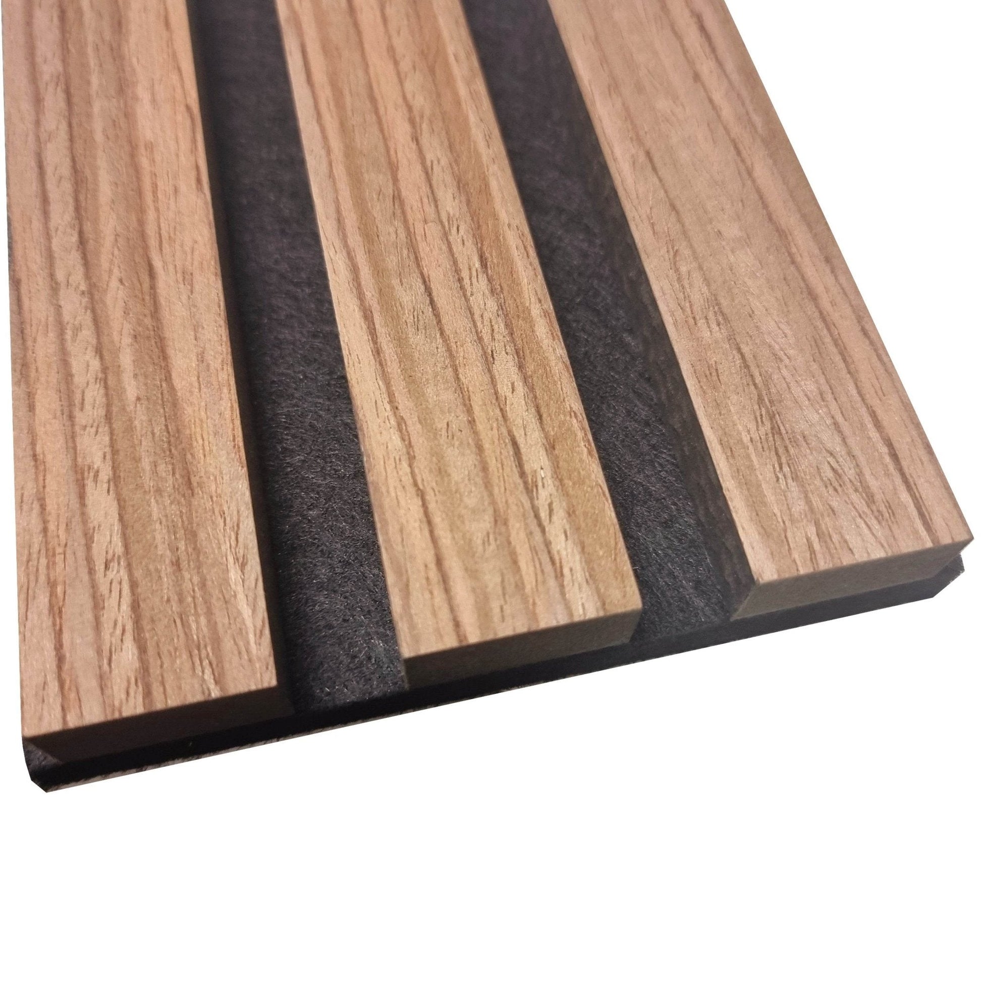 Acoustic Wood Slatted Wall Panels by Furnish 365 Limited in a warm natural tone, designed for luxury furniture enthusiasts looking for style and sound insulation.