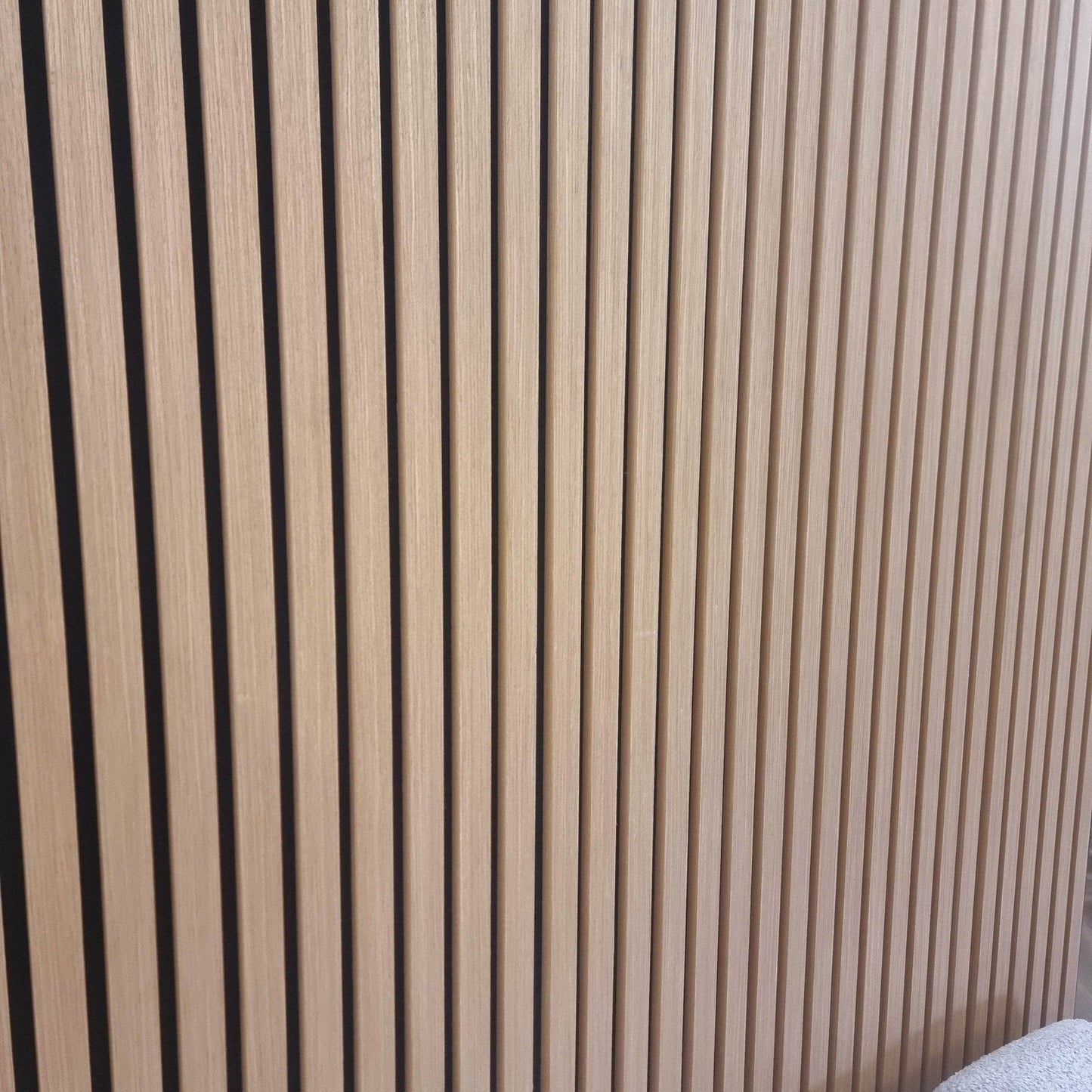 Detailed appearance of Acoustic Wood Slatted Wall Panels by Furnish 365 Limited, featuring a warm wood tone, perfect for luxury furniture environments.