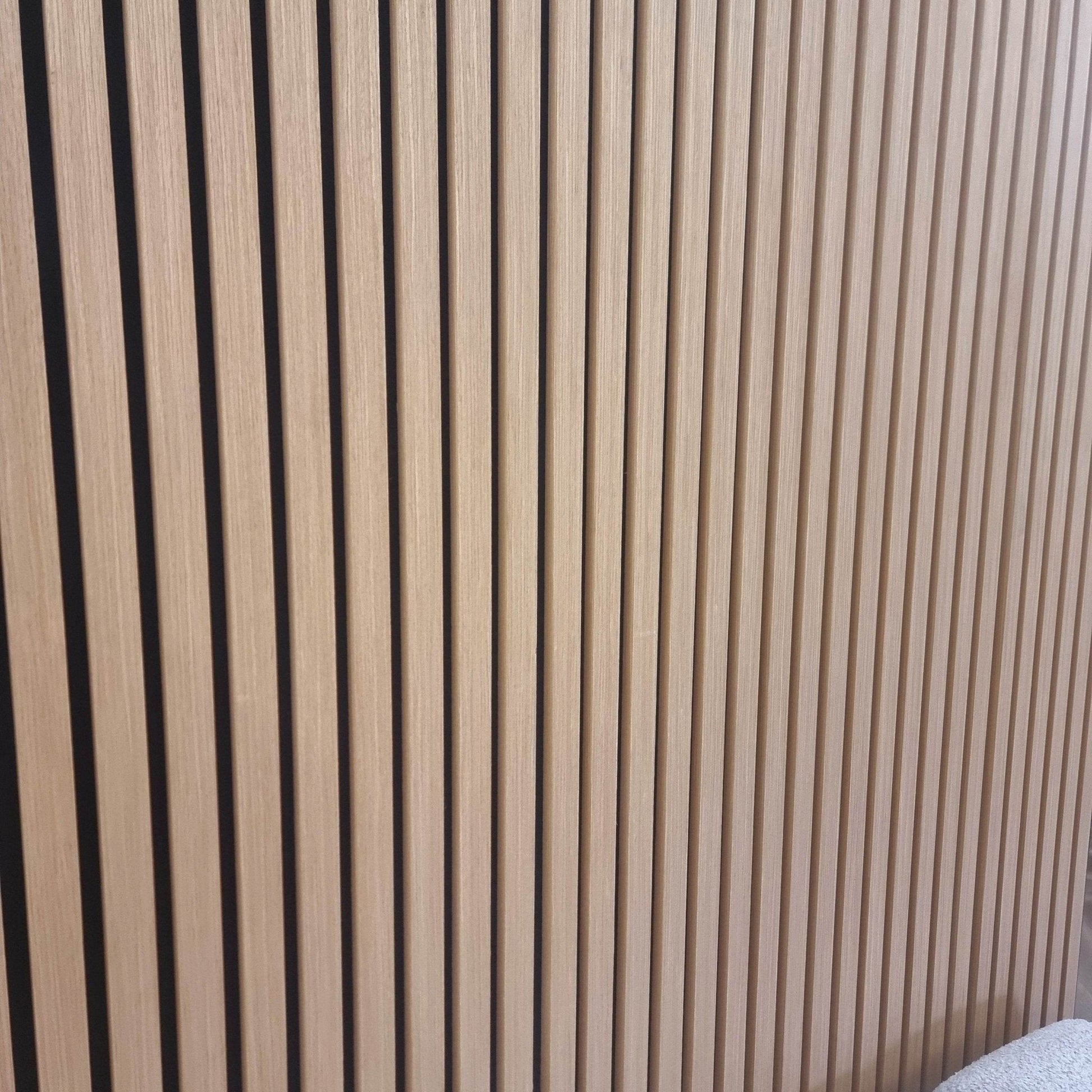 Detailed appearance of Acoustic Wood Slatted Wall Panels by Furnish 365 Limited, featuring a warm wood tone, perfect for luxury furniture environments.