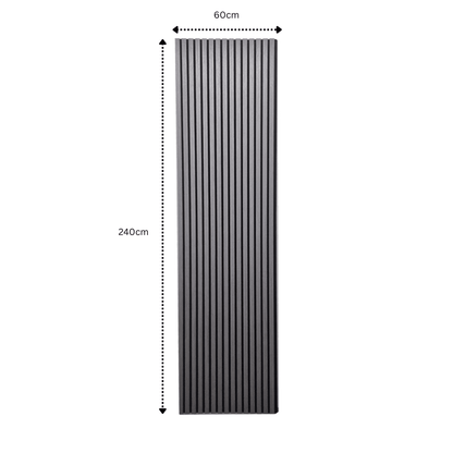 Dimensions and illustration of Acoustic Wood Slatted Wall Panels by Furnish 365 Limited, emphasizing high-quality luxury furniture craftsmanship.