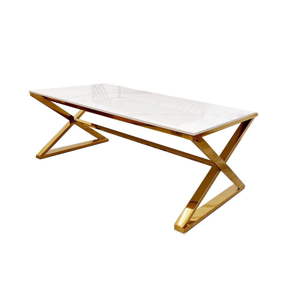 Zion Gold Coffee Table with Polar White Sintered Top - Smartshopper-uk