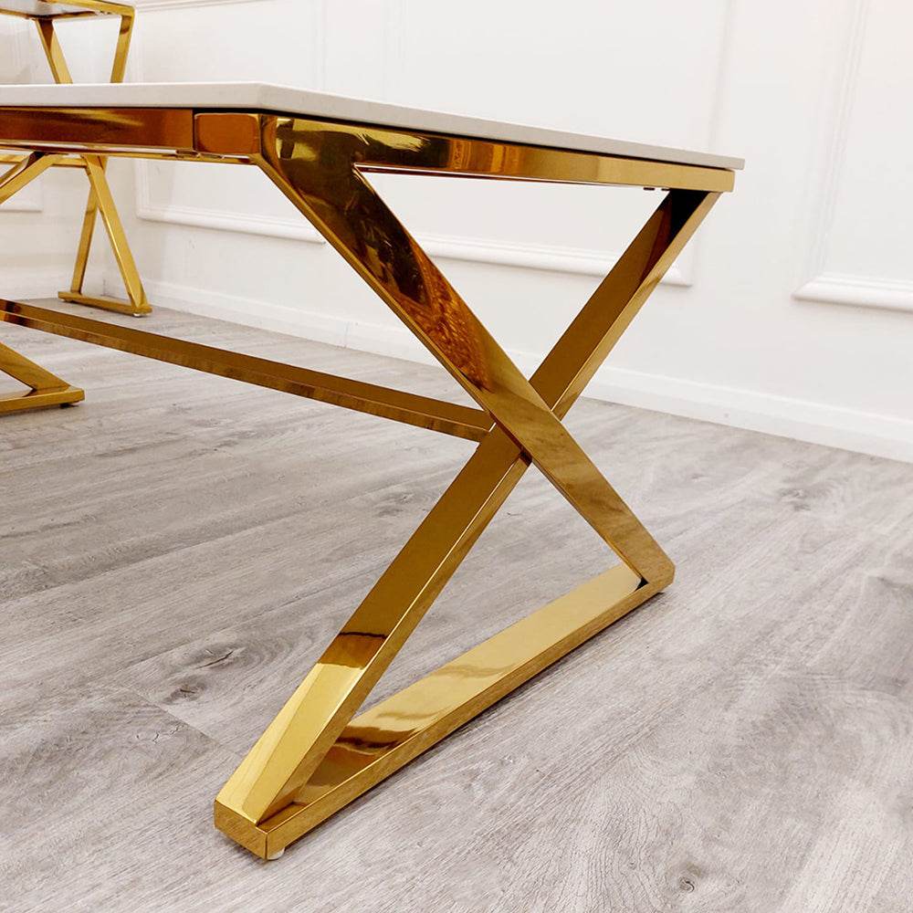 Zion Gold Coffee Table with Polar White Sintered Top - Smartshopper-uk