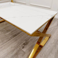 Zion Gold Coffee Table with Polar White Sintered Top - Smartshopper-uk