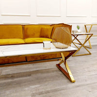 Zion Gold Coffee Table with Polar White Sintered Top - Smartshopper-uk
