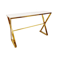 Zion Gold Console Table with Polar White Sintered Top - Smartshopper-uk