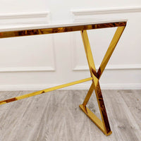 Zion Gold Console Table with Polar White Sintered Top - Smartshopper-uk