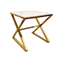 Zion Gold Lamp Table with Polar White Sintered Top - Smartshopper-uk