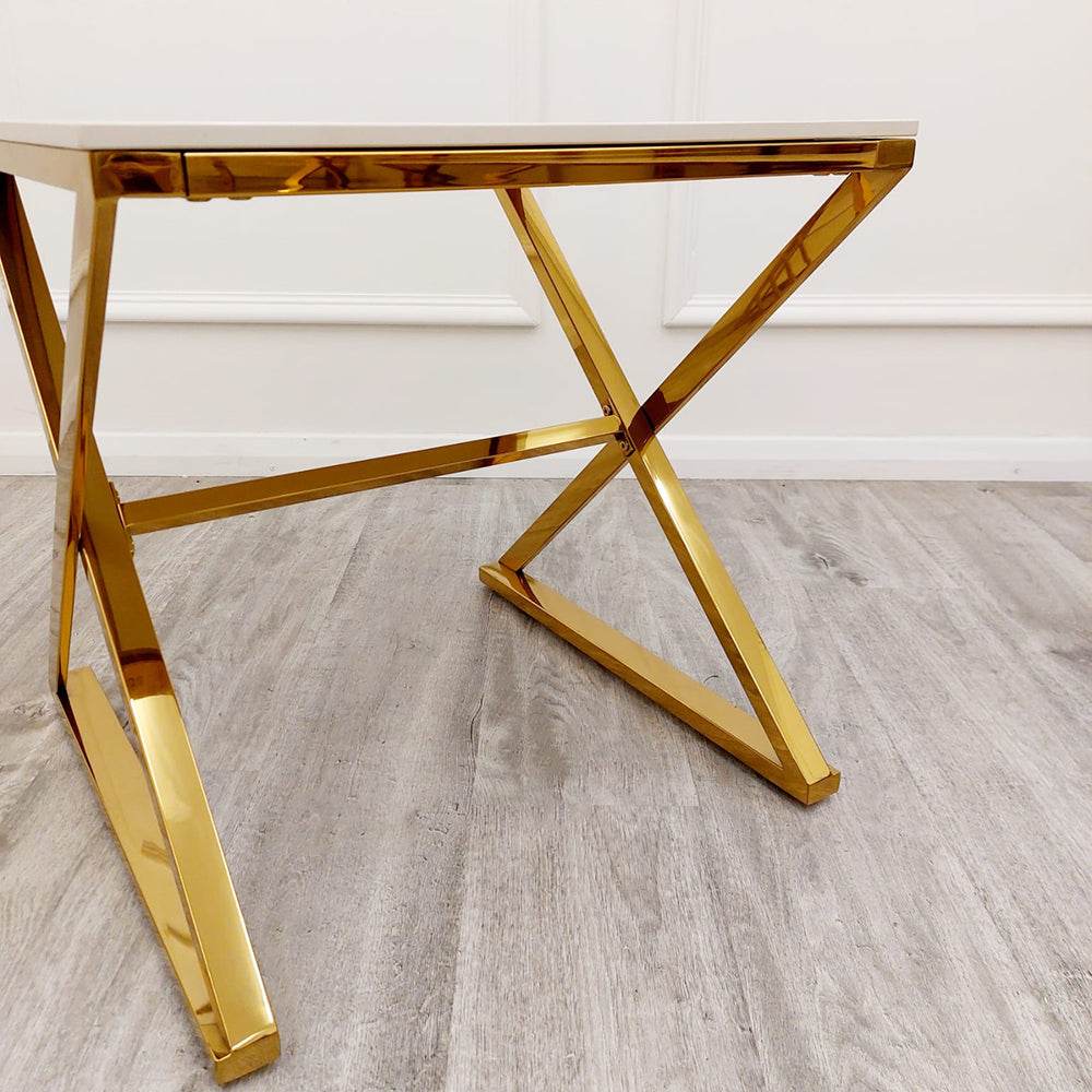 Zion Gold Lamp Table with Polar White Sintered Top - Smartshopper-uk