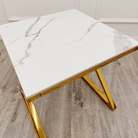 Zion Gold Lamp Table with Polar White Sintered Top - Smartshopper-uk